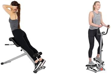 Sunny Health and Fitness 45 Degree Hyperextension Roman Chair, Steel, Grey, One Size + Twister Stepper Machine, Adjustable Stepper, Stairs Step Exercise W/Handlebars & LCD Monitor